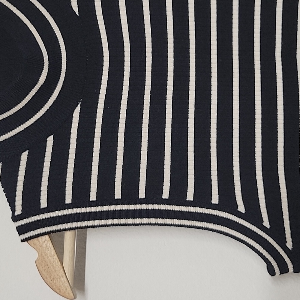 Michael Kors Stretch-Viscose Striped Ribbed Turtle Neck Black, White - Picture 5 of 10